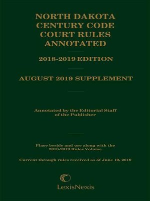 cover image of North Dakota Century Code Court Rules Annotated